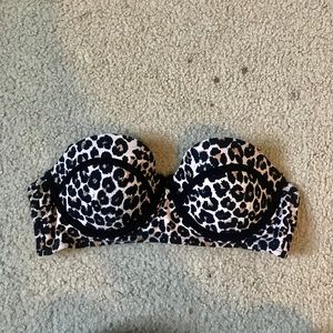 Strapless Push Up Cheetah Print Bikini Top